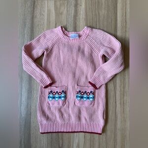 Kids Hanna Andersson Pink Knit Sweater Dress with Patterned Pockets